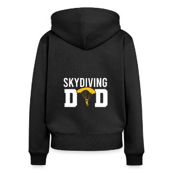 Fallschirm Fallschirmspringer Parachuter Vintage - Frauen Premium Bio Zip Hoodie - Schwarz - Hinten - Julia (174cm)