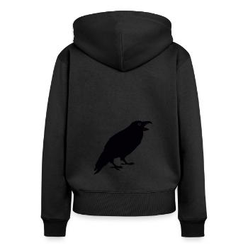 Silhouette de corbeau - Sweat à capuche zippé Premium bio Femme - noir - Dos - Julia (174cm)