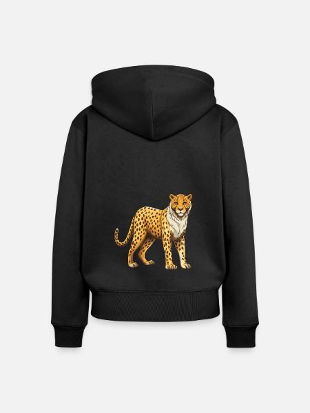 Gepard Tier - Frauen Premium Bio Zip Hoodie - Schwarz