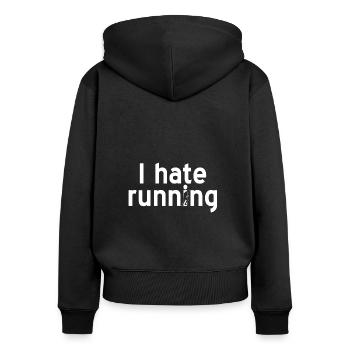 Laufen Läufer Running Vintage Fitness Sprüche - Frauen Premium Bio Zip Hoodie - Schwarz - Hinten - Julia (174cm)