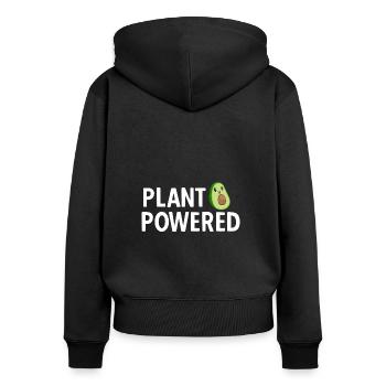 Avocado Fruchtig Vintage Vegane Sprüche - Frauen Premium Bio Zip Hoodie - Schwarz - Hinten - Julia (174cm)