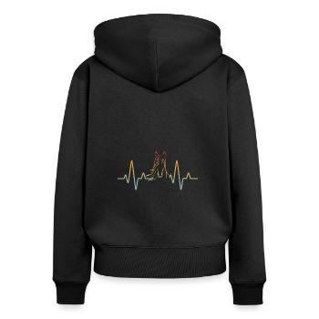 Pferde Horses Pony Stallion Vintage Reiter Spruch - Frauen Premium Bio Zip Hoodie - Schwarz - Hinten - Julia (174cm)