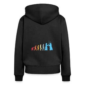 Kendo – Martial Art Vintage Combat Sprüche - Frauen Premium Bio Zip Hoodie - Schwarz - Hinten - Julia (174cm)