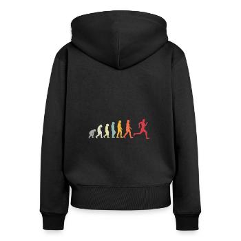 Laufen Läufer Running Vintage Fitness Sprüche - Frauen Premium Bio Zip Hoodie - Schwarz - Hinten - Julia (174cm)