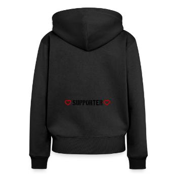 Supporter Herz - Frauen Premium Bio Zip Hoodie - Schwarz - Hinten - Julia (174cm)