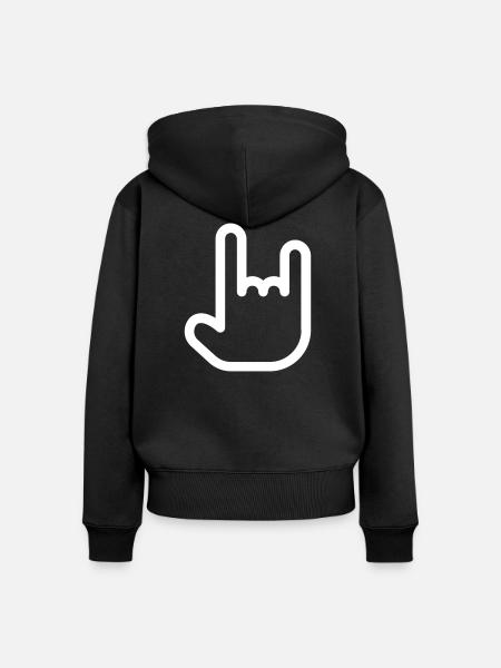 Hand - Frauen Premium Bio Zip Hoodie - Schwarz