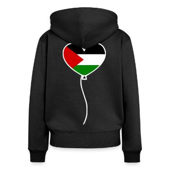 Free palestine - Frauen Premium Bio Zip Hoodie - Schwarz - Hinten - Julia (174cm)