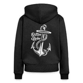 Ostsee Liebe Anker used-look vintage - Frauen Premium Bio Zip Hoodie - Schwarz - Hinten - Julia (174cm)