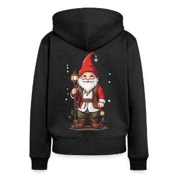 Nordischer Weihnachtsgnom festliches Weihnachten - Frauen Premium Bio Zip Hoodie - Schwarz - Hinten - Julia (174cm)