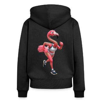 Flamingo Runner Jogging Running Sports Sportswoman - Women's Premium Organic Zip Hoodie - black - Back - Julia (174cm)