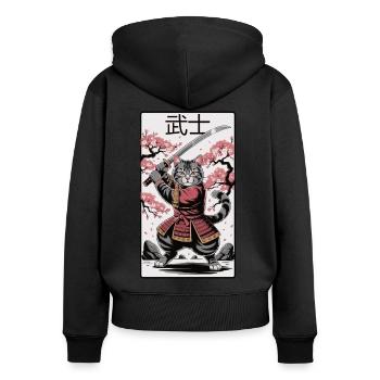Kriegerkatze – Anime Power - Frauen Premium Bio Zip Hoodie - Schwarz - Hinten - Julia (174cm)
