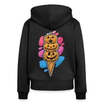 Crème glacée à la citrouille d’Halloween - Sweat à capuche zippé Premium bio Femme - noir - Dos - Julia (174cm)
