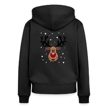Rudolf le renne du Père Noël - Sweat à capuche zippé Premium bio Femme - noir - Dos - Julia (174cm)