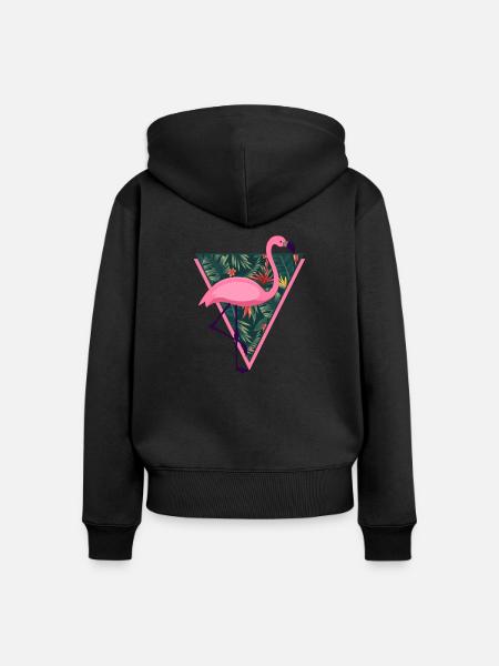 Flamingo Tropical - Frauen Premium Bio Zip Hoodie - Schwarz