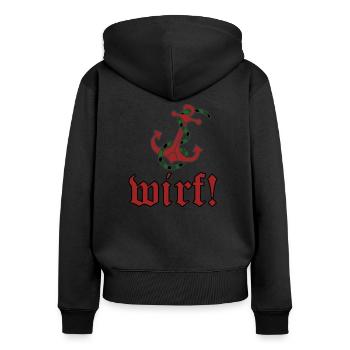 Panzerpioniere Bundeswehr Anker wirf - Frauen Premium Bio Zip Hoodie - Schwarz - Hinten - Julia (174cm)