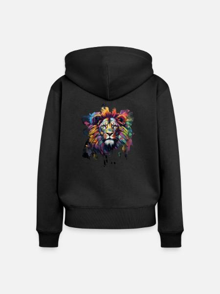 Löwe im Graffiti-Stil - Frauen Premium Bio Zip Hoodie - Schwarz