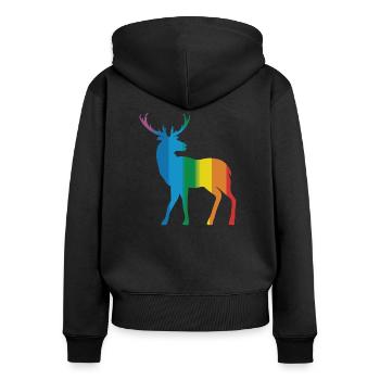 Deer - Women's Premium Organic Zip Hoodie - black - Back - Julia (174cm)