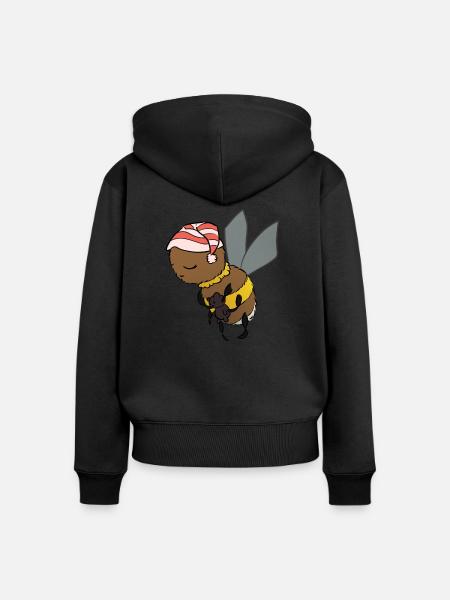 Baby-Hummel schlafend - Frauen Premium Bio Zip Hoodie - Schwarz