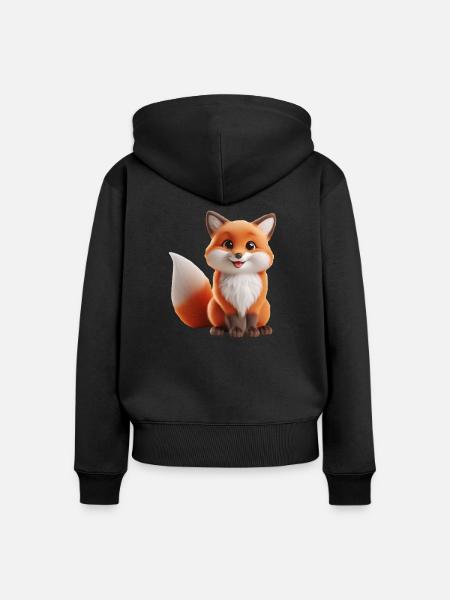 Fuchs 1 - Frauen Premium Bio Zip Hoodie - Schwarz