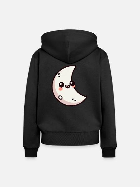 mond - Frauen Premium Bio Zip Hoodie - Schwarz