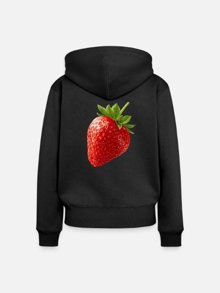 Erdbeere - Frauen Premium Bio Zip Hoodie - Schwarz