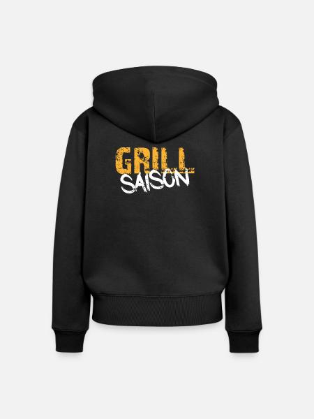 Grill Saison grillen - Frauen Premium Bio Zip Hoodie - Schwarz