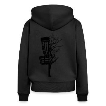 Disc Golf Basket Par Gift Midrange Frisbee Hole - Women's Premium Organic Zip Hoodie - black - Back - Julia (174cm)