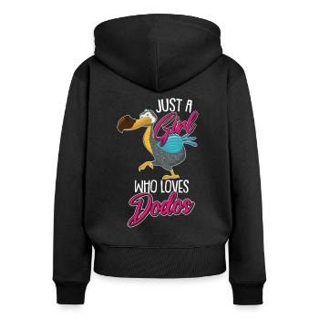 Lustiger Dodo Spruch Mauritius Vogel - Frauen Premium Bio Zip Hoodie - Schwarz - Hinten - Julia (174cm)