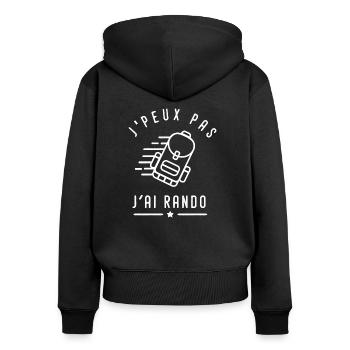 J'peux pas j'ai rando cadeau randonneur humour - Sweat à capuche zippé Premium bio Femme - noir - Dos - Julia (174cm)