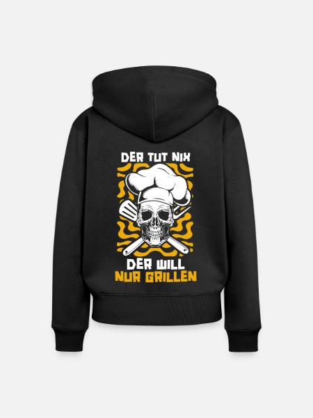 Grillen Grillmeister BBQ - Frauen Premium Bio Zip Hoodie - Schwarz