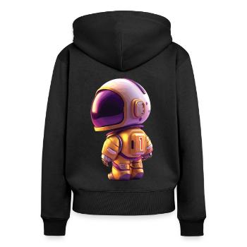 Space Kid Young Astronaut Birthday One - Sweat à capuche zippé Premium bio Femme - noir - Dos - Julia (174cm)