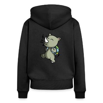 Fröhlicher Tier Schulanfänger - Frauen Premium Bio Zip Hoodie - Schwarz - Hinten - Julia (174cm)