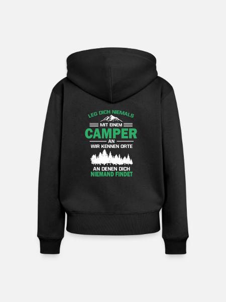 Camper Zelten Wohnwagen - Frauen Premium Bio Zip Hoodie - Schwarz