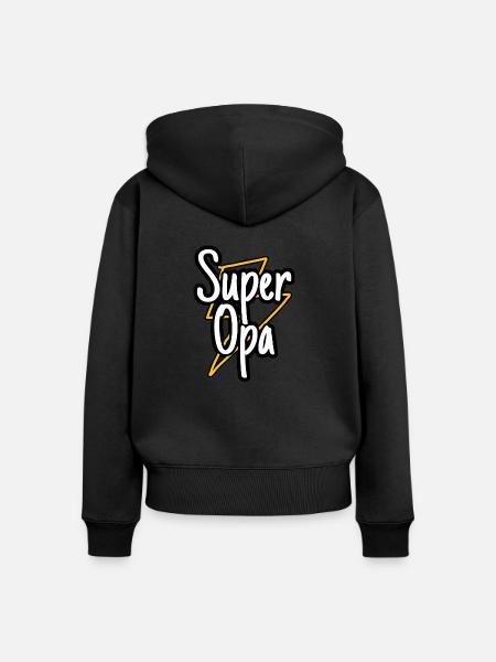 Super Opa - Frauen Premium Bio Zip Hoodie - Schwarz