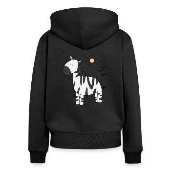 zèbre - Sweat à capuche zippé Premium bio Femme - noir - Dos - Julia (174cm)