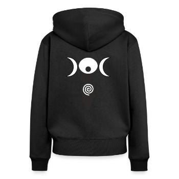 Triple Déesses Lune Mère de la Terre 1 - Sweat à capuche zippé Premium bio Femme - noir - Dos - Julia (174cm)