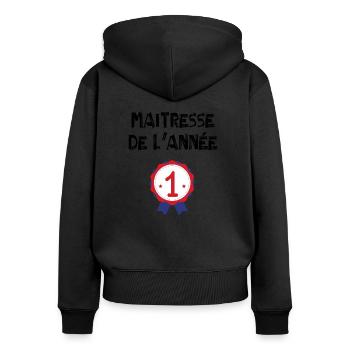Maitresse de l'année - Sweat à capuche zippé Premium bio Femme - noir - Dos - Julia (174cm)