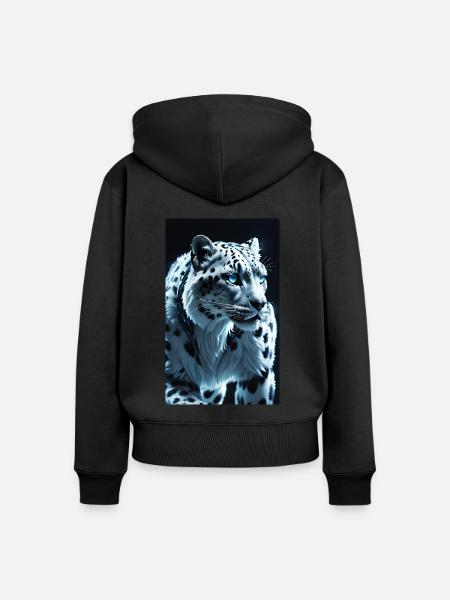 Schneeleopard | Leopard | Raubtier - Frauen Premium Bio Zip Hoodie - Schwarz