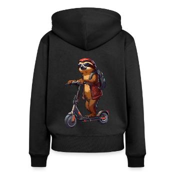 Sloth Scooter - Women's Premium Organic Zip Hoodie - black - Back - Julia (174cm)