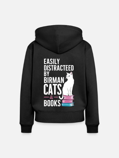 Katze Birma Geschenk - Frauen Premium Bio Zip Hoodie - Schwarz