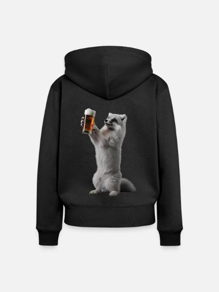 Polarfuchs Bier - Frauen Premium Bio Zip Hoodie - Schwarz