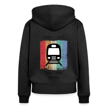 Train Railway Railroad Worker Trains Train Driver - Women's Premium Organic Zip Hoodie - black - Back - Julia (174cm)
