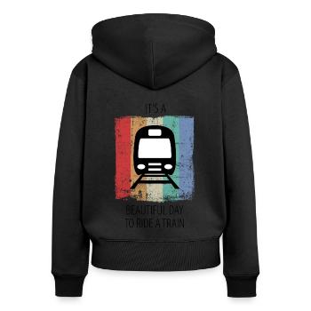 Train Railway Railroad Worker Trains Train Driver - Women's Premium Organic Zip Hoodie - black - Back - Julia (174cm)