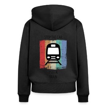 Train Railway Railroad Worker Trains Train Driver - Women's Premium Organic Zip Hoodie - black - Back - Julia (174cm)