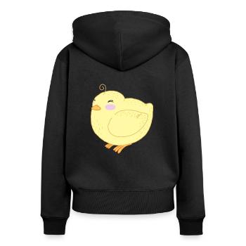 Mignon petit poussin - Sweat à capuche zippé Premium bio Femme - noir - Dos - Julia (174cm)