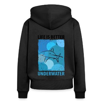 Requin Requin Mégalodon Baleine Requin Marteau Requins - Sweat à capuche zippé Premium bio Femme - noir - Dos - Julia (174cm)