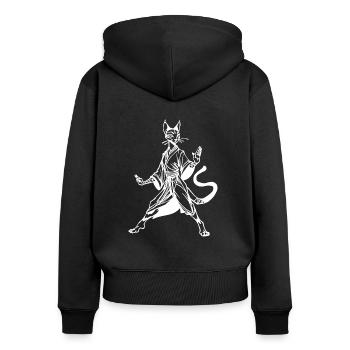 Tabaxi Monk RPG-Spiel - Frauen Premium Bio Zip Hoodie - Schwarz - Hinten - Julia (174cm)
