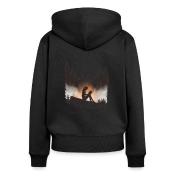 La lecture est ma thérapie – Livres et relaxation - Sweat à capuche zippé Premium bio Femme - noir - Dos - Julia (174cm)
