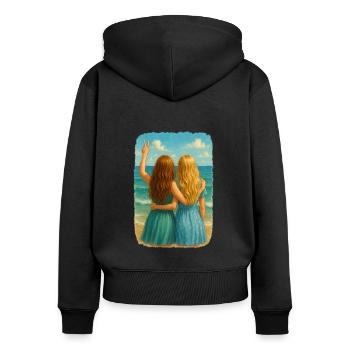 Copines au bord de la mer Design - Sweat à capuche zippé Premium bio Femme - noir - Dos - Julia (174cm)