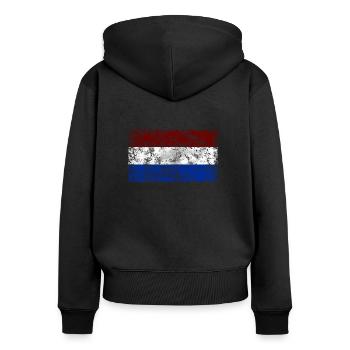 Drapeau des Pays-Bas Vintage - Sweat à capuche zippé Premium bio Femme - noir - Dos - Julia (174cm)